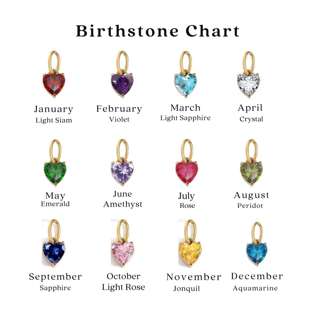 Heart Zirconia Birthstone Charms