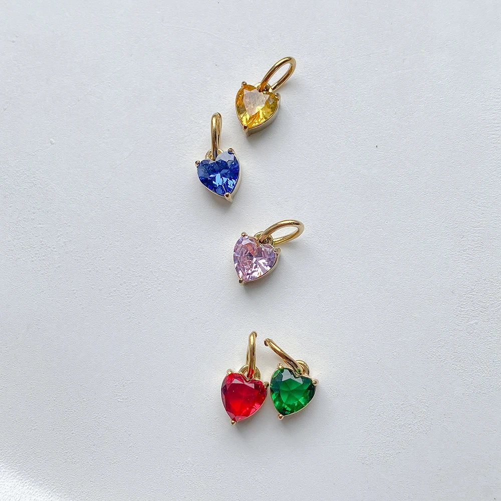 Heart Zirconia Birthstone Charms