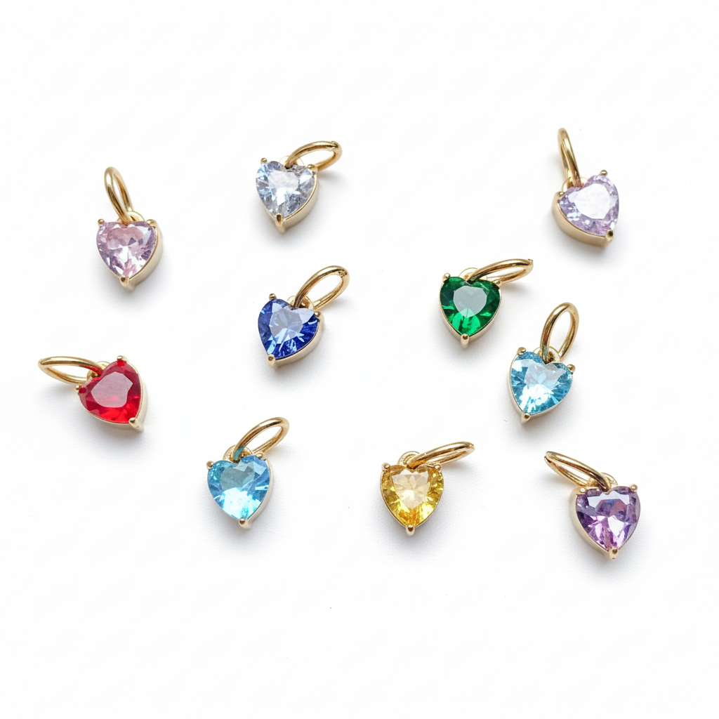 Heart Zirconia Birthstone Charms